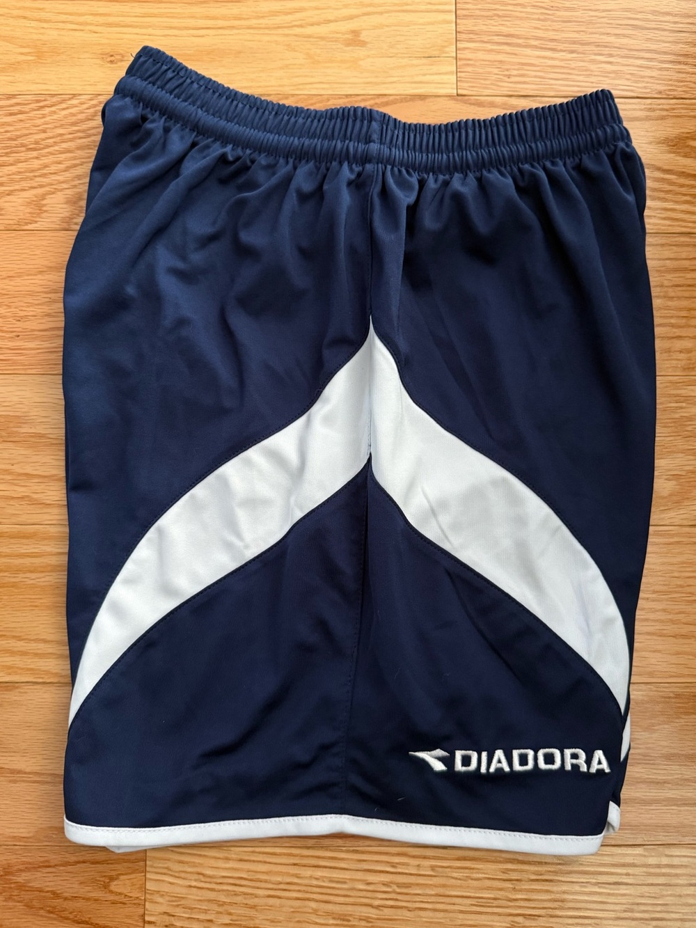 Diadora navy blue and white soccer kit uniform shorts YL
